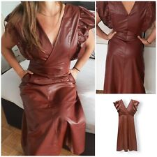 ZARA KLEID MIDIKLEID  A-LINIE KUNSTLEDER LEDERKLEID LEDERIMITAT LOCHMUSTER