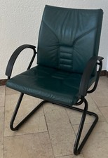 3x Schwingstuhl - Leder grün, Stahlrohr mtt schwarz - gebr. gut erh. - HÜLSTA