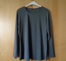 Elegantes, tailliertes Damen Blusen-Shirt Gr. 42 ~ Langarm ~ seidig ~ steingrau