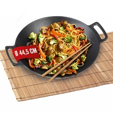 LANDMANN Hochwertiger Grillwok BBQ Gusseisen Grillrost abgeflachter Boden