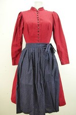 Dirndl 80er Vintage rot langarm Puffärmel Handarbeit Winterdirndl Schürze Gr.44