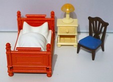 PLAYMOBIL Schlafzimmer Bett Nachttisch Lampe Stuhl zu Puppenhaus #4