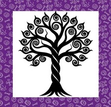 SPIRALEN, LEBENSBAUM SILHOUETTE VINYL AUFKLEBER, ERDE, NATUR, WALD, HEIDNISCH 8"