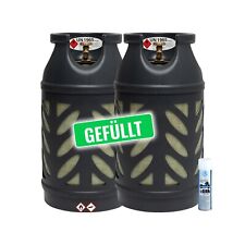 2x Premium 10 kg Composite Eigentum Propangasflasche gefüllt inkl. Lecksuchspray