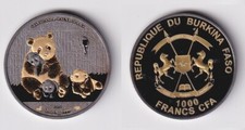 1000 Francs Silber Farb Münze Burkina Faso Panda 2016 PP (166048)
