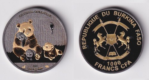 1000 francs silber - farb, münze
