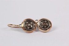 14K Gold Silver Earrings with 5 Crystal Stones 20.35mm 2.82g Vintage Jewelry