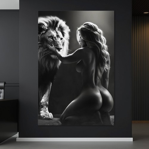 Wandbild lion woman nude - wandbild,