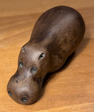Tonfigur Hippo Nilpferd Flusspferd 10x4cm, Figur aus Ton dunkelbraun DEKO