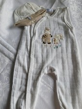 Baby Strampler Klitzeklein,Gr.62 ,beige braun + Mütze,Baumwollmischung,Kuh,Hase