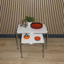 70er Jahre Satztische vintage Nesting Tables Mimi Set seventies weiß /chrom 2er