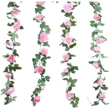 Künstliche Rosen Girlande, Seide, 240cm, rosa, 2 Stück, Dekor, Hochzeit, Wand...