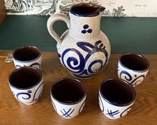 Weinkrug Keramik mit 5 Bechern