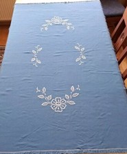 1 Wunderschöne Tischdecke BW Leinen Optik Robuste Ausführung Blau 156×98cm Neuw.
