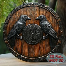 Blechschild rund Wikinger Rabe Raben Viking Nordisch Metallschild TEL2941