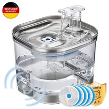  Trinkbrunnen für Katze Kabellos Edelstahl Katzenbrunnen mit Sensor & 4 Filters