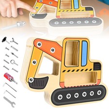 Montessori Spielzeug ab 3 4 5 Jahre Bagger Spielzeug Schraubbrett Holzspielzeug