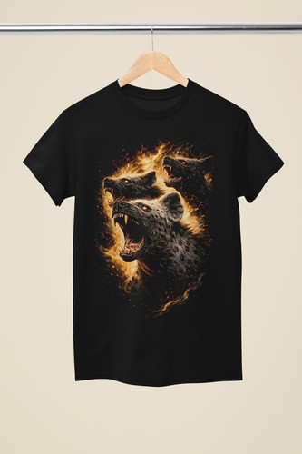 Snarling flaming hyena - hyena, trio