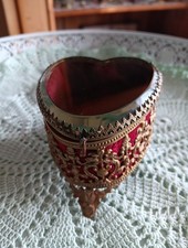 💖💝Schatulle Glas Messing Antik Herz