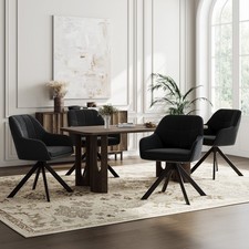 Goeurvant Esszimmerstühle 6er Set Küchenstühle Armlehne Samt Drehstuhl Schwarz