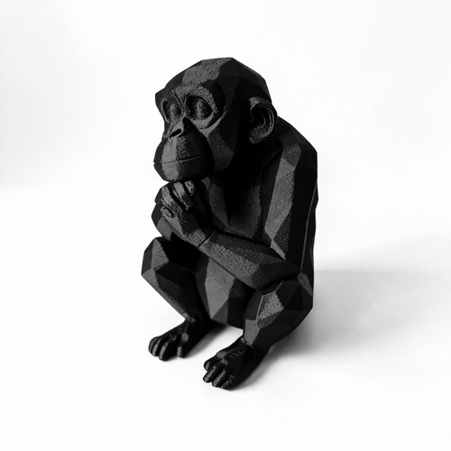 Schimpanse low poly deko figur - low,