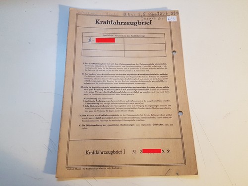 Fahrzeugbrief kfz brief 1972 - fahrzeugbrief,