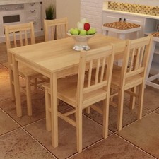 Holz Essgruppe Esstisch Küchentisch mit 4 Stühlen Sitzgruppe Tisch Stuhl Set Neu