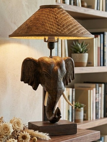 Tischlampe holz elefant - tischlampe,