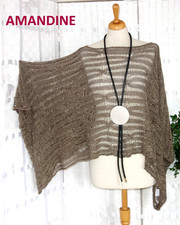 Amandine Designer Pullover Überwurf Weste OVERSIZE 50 52 54 56 58 + braun