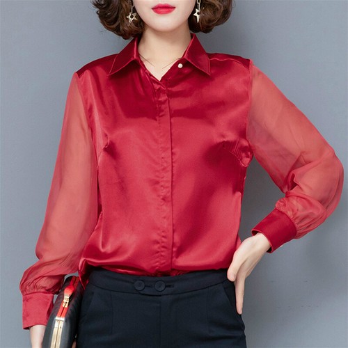 Damen satin bluse - bluse, kunstseide