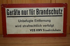Original Altes Schild DDR VEB KFW Berlin- Friedrichshain,Brandschutz,Betrieb