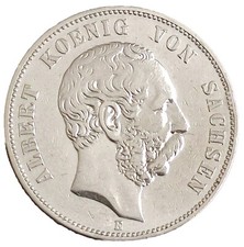 Sachsen 5 Mark 1875 Silber
