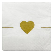 Servietten Herz Weiß Gold ca