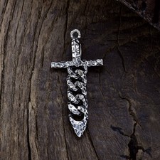 N25 Anhänger Schwert aus Kettengliedern gehämmert Sterling Silber 925