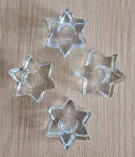 4  Kerzenhalter aus Glas    -    Sterne mit 6 Spitzen