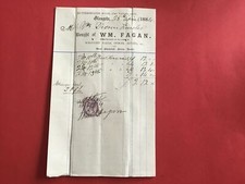W M. Fagan Wrought Nails Spikes Rivets 1884  Glasgow receipt R33503