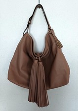 ABRO Tasche Tote Bag Shopper mit Quasten Echt Leder taupe beige braun neu