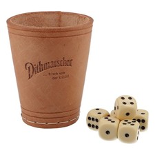 Dithmarscher Bier Würfelbecher m. 6 Würfeln Gesellschaftsspiel Echt Leder