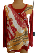 Bagoraz Damen Shirt Gr. 50 Rot-Weiß-Senf-Gold