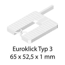 Distanzplatten Roto Glas-Tec Euroklick Typ 3 65 x 52,5 x 1 mm 1000 Stück