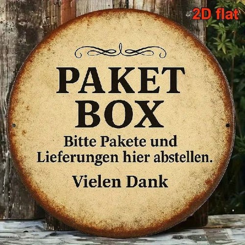 Blechschild rund paket box - blechschild,