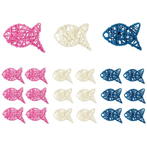 Rattan fische tischdeko taufe - tischdeko,