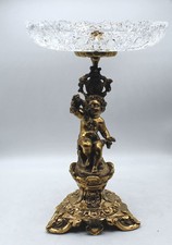 X-345 Schöner Tafelaufsatz, Glas + Messing, Putten/Jugendstil