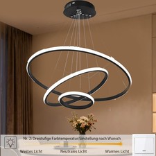 Led Deckenlampe Moderne Pendelleuchte 3 Ringen Esstisch 60W Dimmbar Hängeleuchte