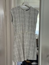 Zara Kleid Stretch Eng Anliegend Minikleid Grau Schwarz Weiß 38 M