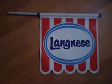 LANGNESE EIS Reklame Kiosk Fahne 72cm/ 47 x 47cm Kunststoff 80´J. Vintage-Kult