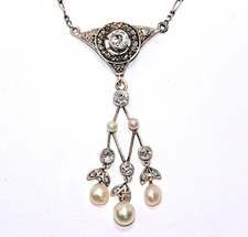 Collier Artdeco Diamanten 1,14 Karat Lavalliere 40x20mm 750/18K Kette Silber