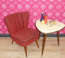 zierlicher 50er Jahre Sessel Cocktailsessel Clubsessel blass rot retro 1 v. 6