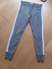 HOLLISTER Damen Fitnesshose Jogginghose Sporthose Trainingshose S hellgrau-weiß