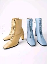 BNWT zara high heel leder ankle boots stiefeletten stiefel schnürung geschnürt